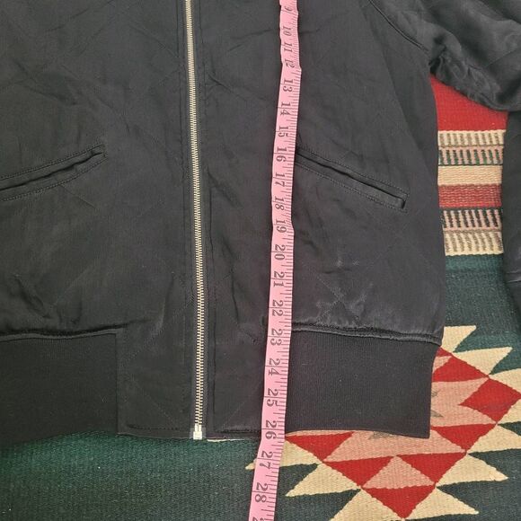 IRO Flint Bomber Jacket Womens 36 US Small Black Satin Full Zip Quilted Oversize - Picture 9 of 9